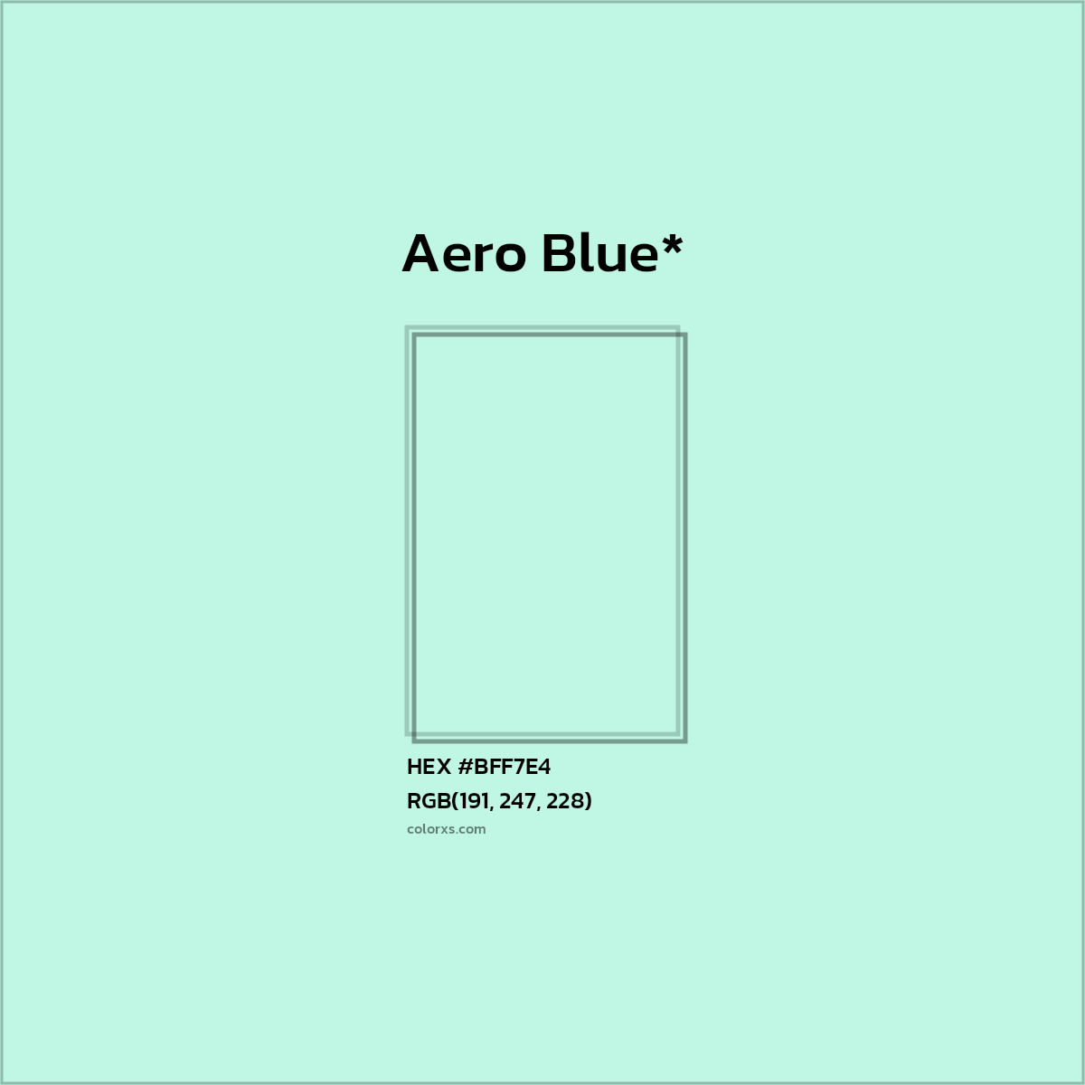 #BFF7E4 hex color. RGB, RYB, CMYK, HSL, HSV codes and color conversions. Matching color names, palettes, paints.