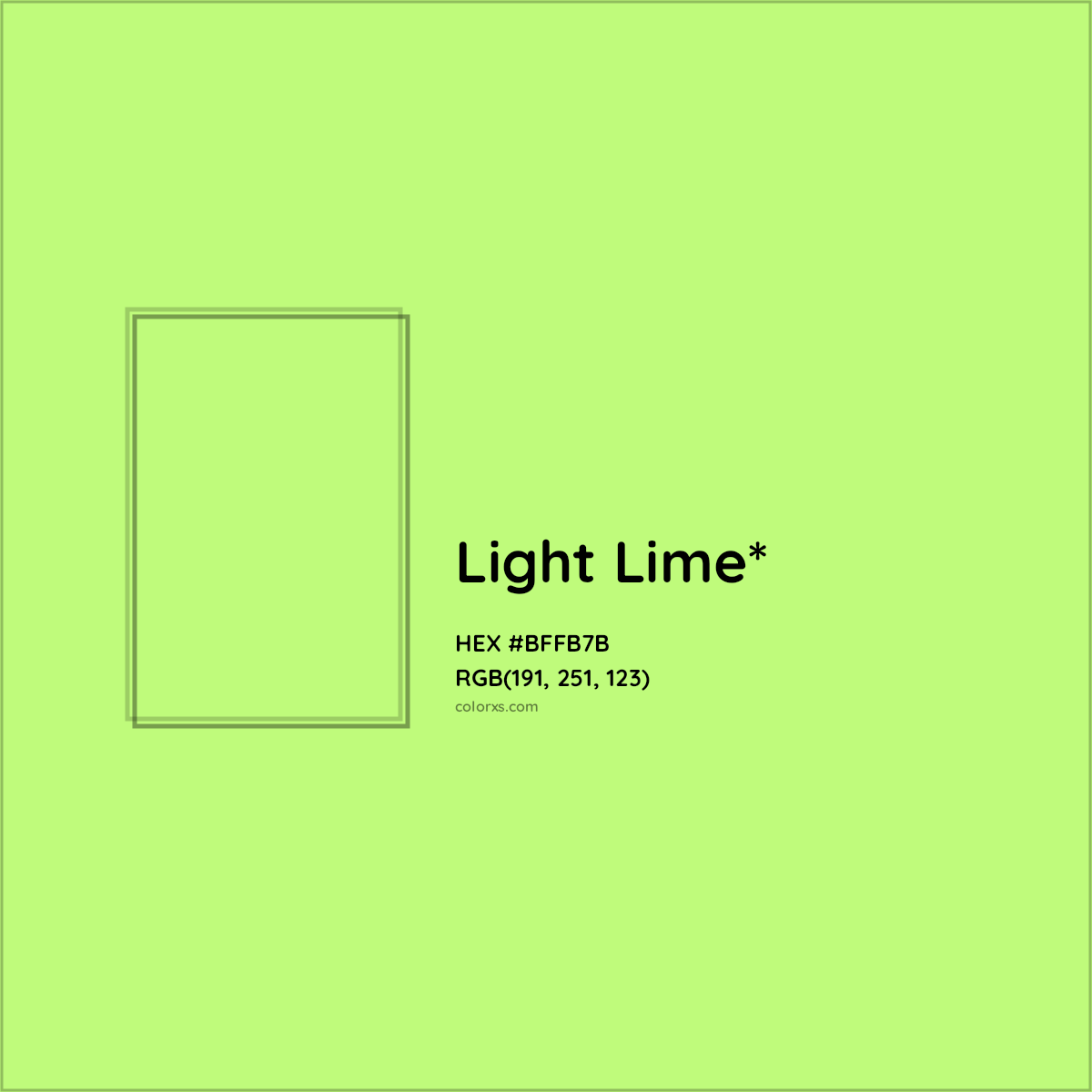#BFFB7B hex color. RGB, RYB, CMYK, HSL, HSV codes and color conversions. Matching color names, palettes, paints.