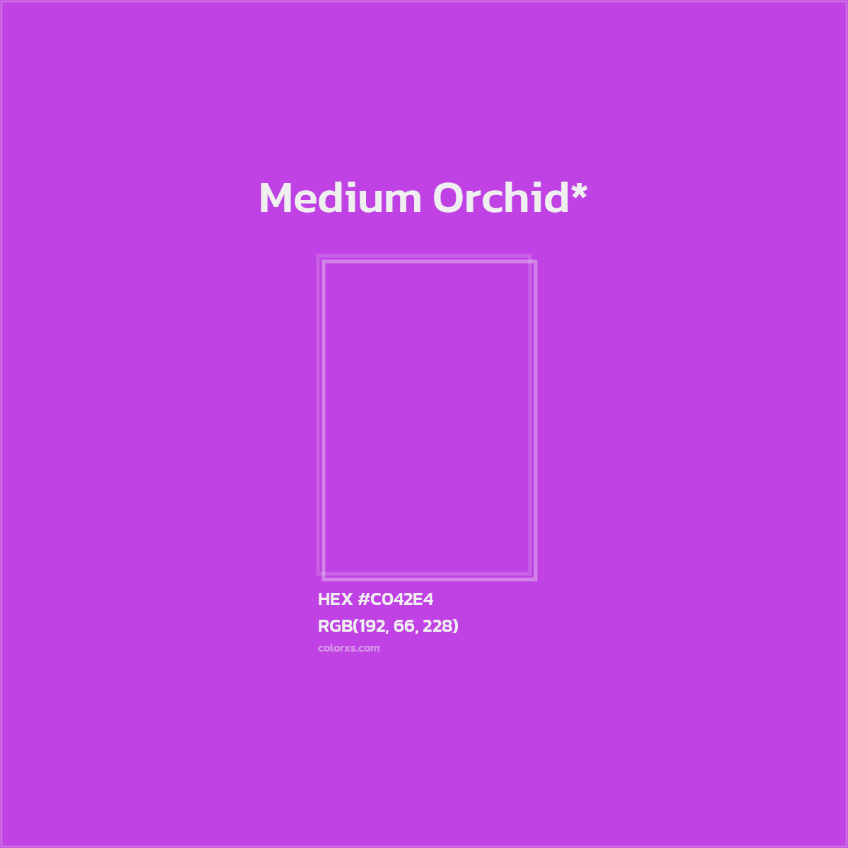 #C042E4 hex color. RGB, RYB, CMYK, HSL, HSV codes and color conversions. Matching color names, palettes, paints.