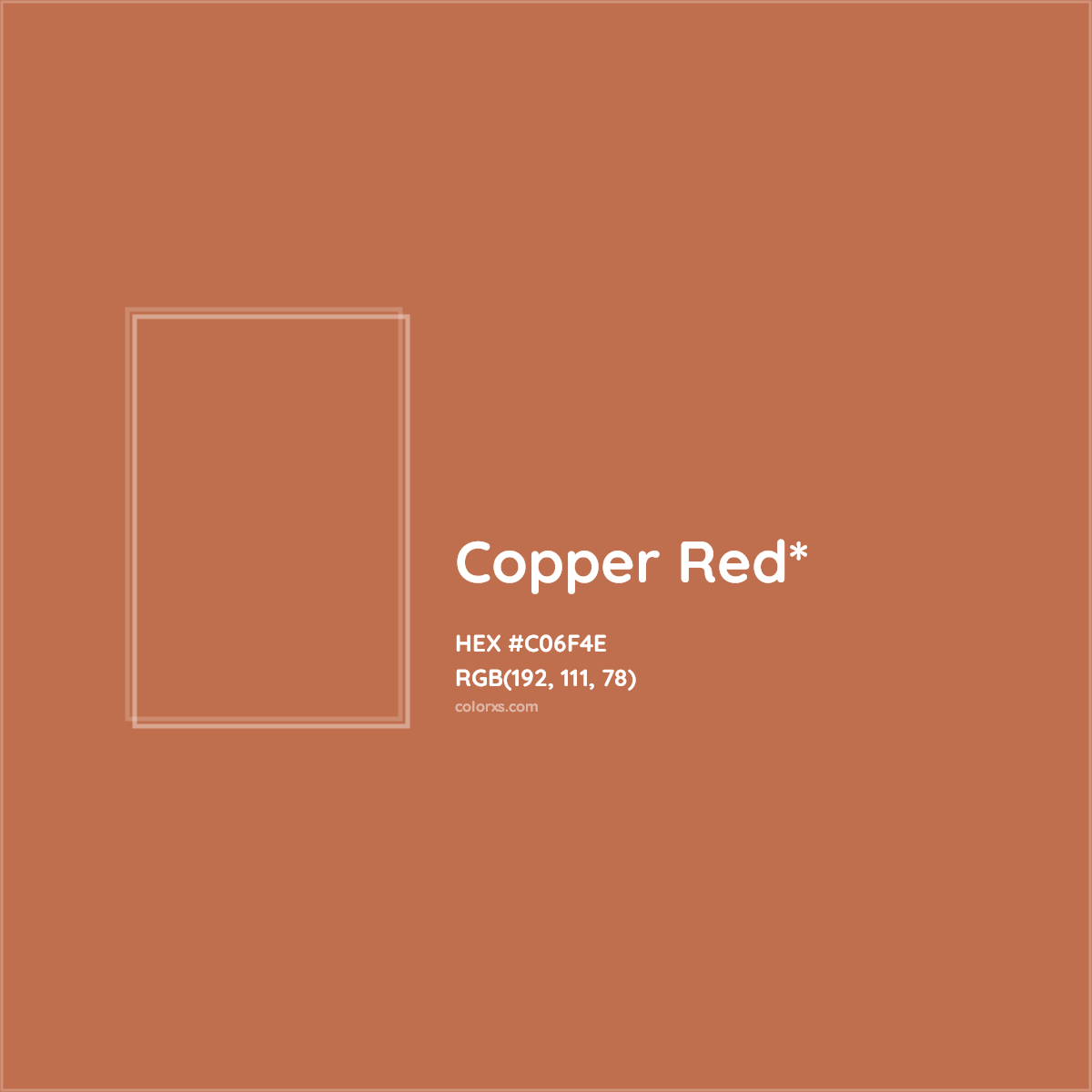 #C06F4E hex color. RGB, RYB, CMYK, HSL, HSV codes and color conversions. Matching color names, palettes, paints.