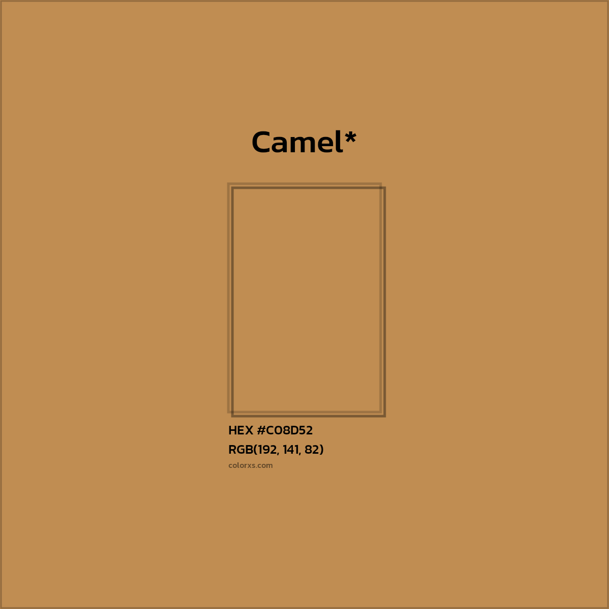 #C08D52 hex color. RGB, RYB, CMYK, HSL, HSV codes and color conversions. Matching color names, palettes, paints.