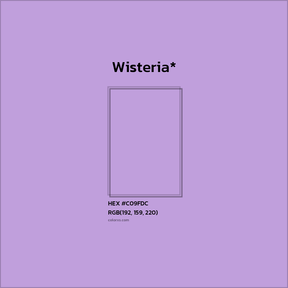 #C09FDC hex color. RGB, RYB, CMYK, HSL, HSV codes and color conversions. Matching color names, palettes, paints.