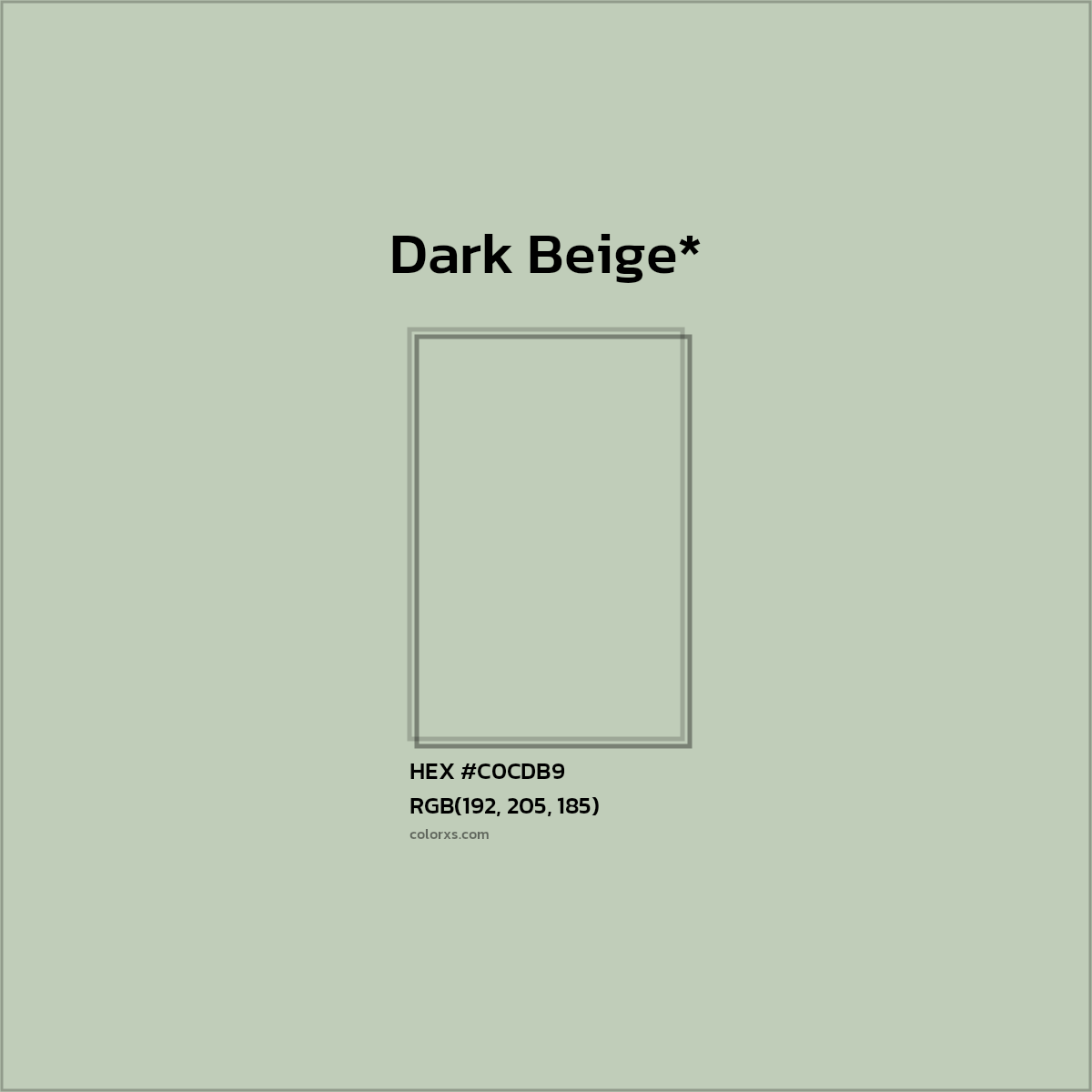 #C0CDB9 hex color. RGB, RYB, CMYK, HSL, HSV codes and color conversions. Matching color names, palettes, paints.