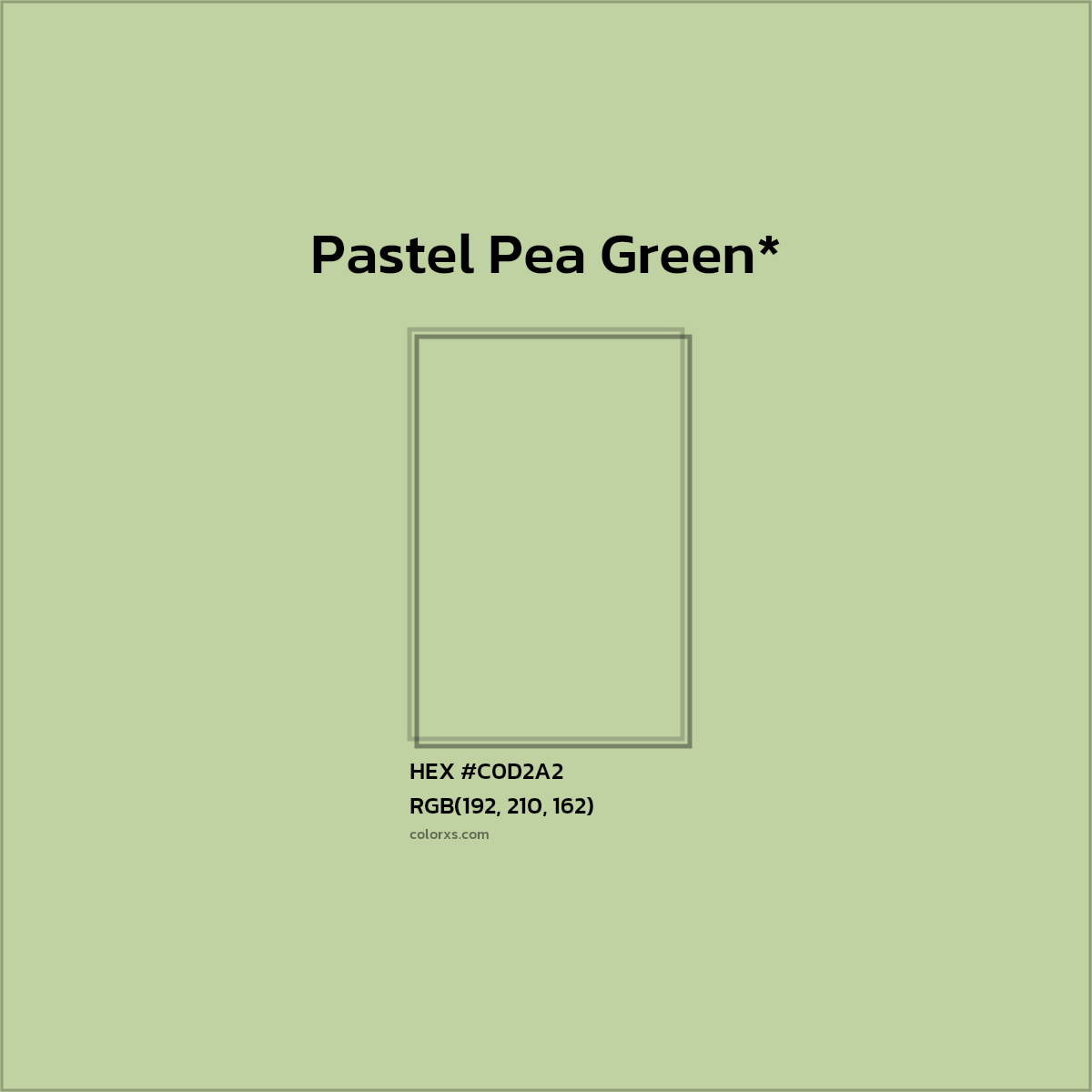 #C0D2A2 hex color. RGB, RYB, CMYK, HSL, HSV codes and color conversions. Matching color names, palettes, paints.