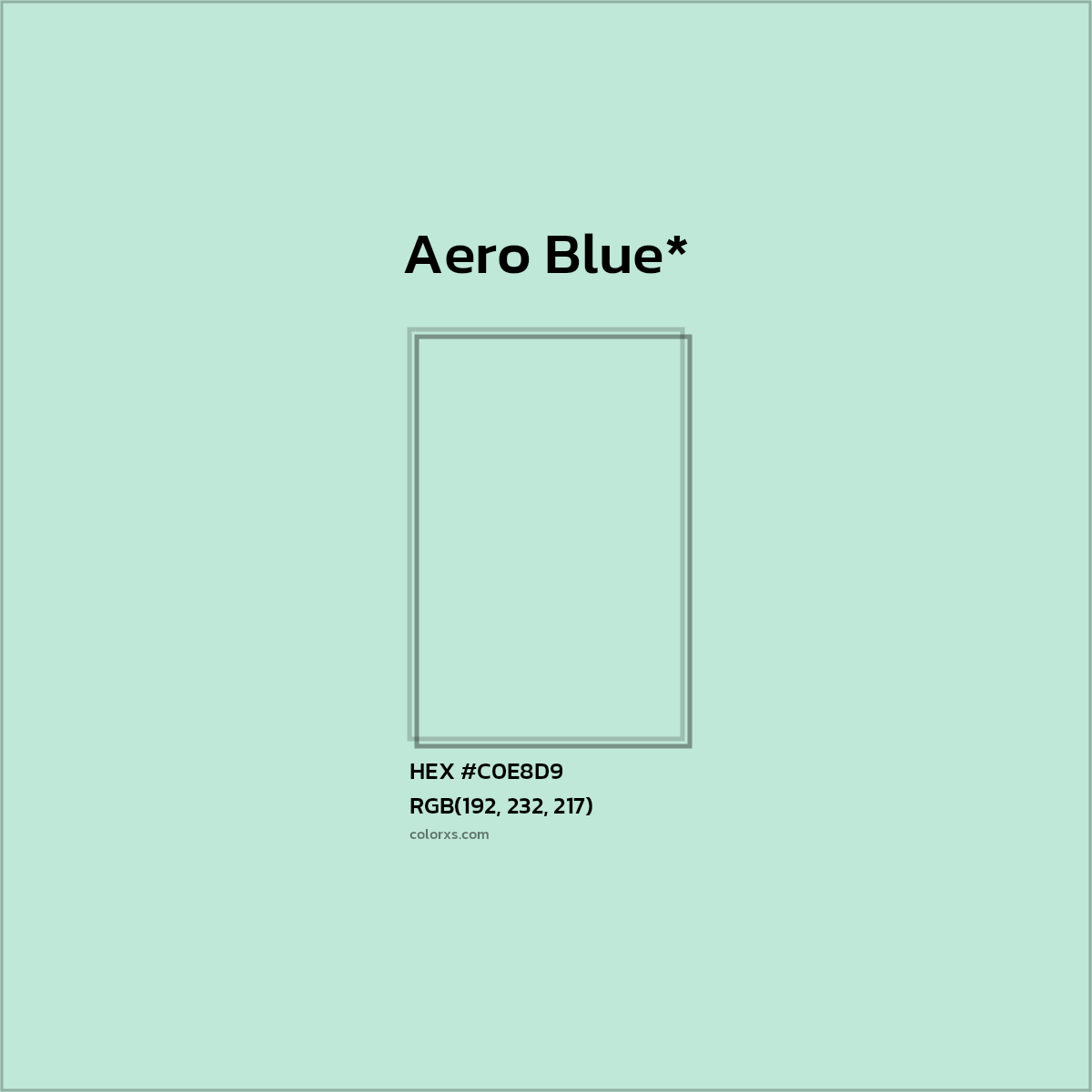 #C0E8D9 hex color. RGB, RYB, CMYK, HSL, HSV codes and color conversions. Matching color names, palettes, paints.