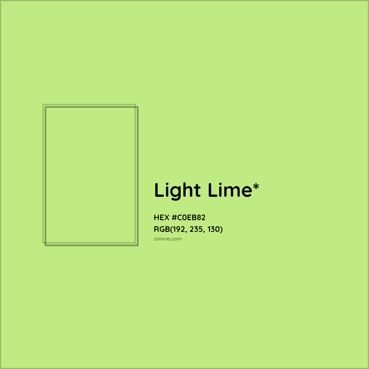 #C0EB82 hex color. RGB, RYB, CMYK, HSL, HSV codes and color conversions. Matching color names, palettes, paints.