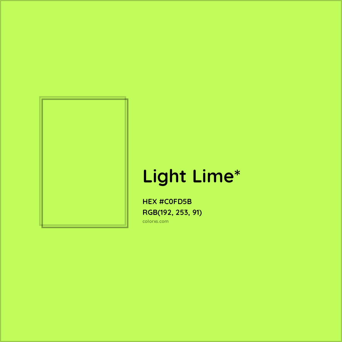 #C0FD5B hex color. RGB, RYB, CMYK, HSL, HSV codes and color conversions. Matching color names, palettes, paints.