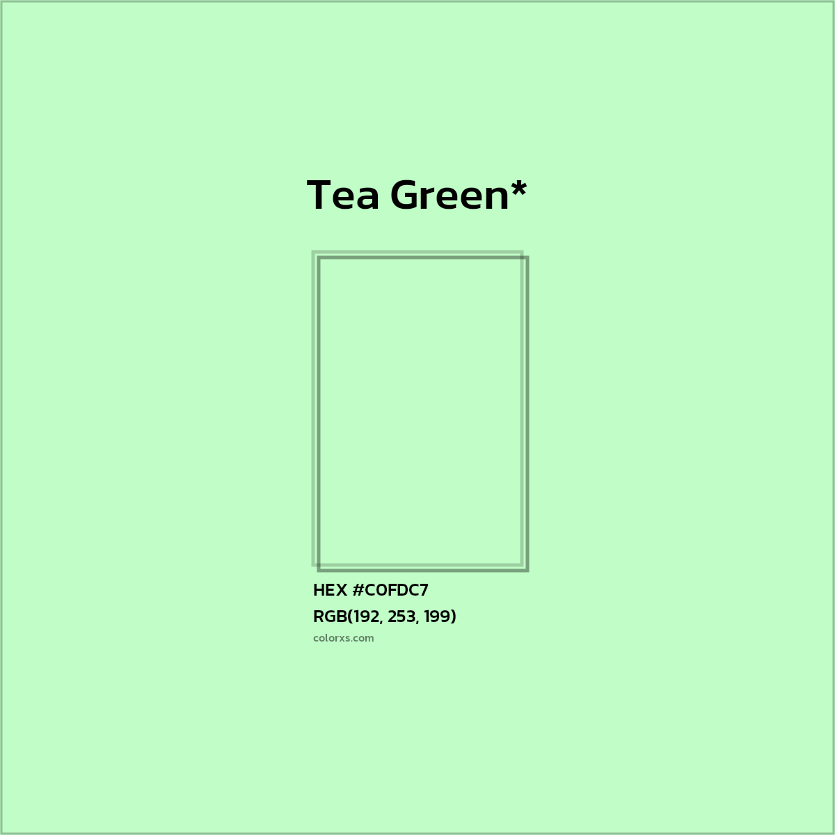 #C0FDC7 hex color. RGB, RYB, CMYK, HSL, HSV codes and color conversions. Matching color names, palettes, paints.
