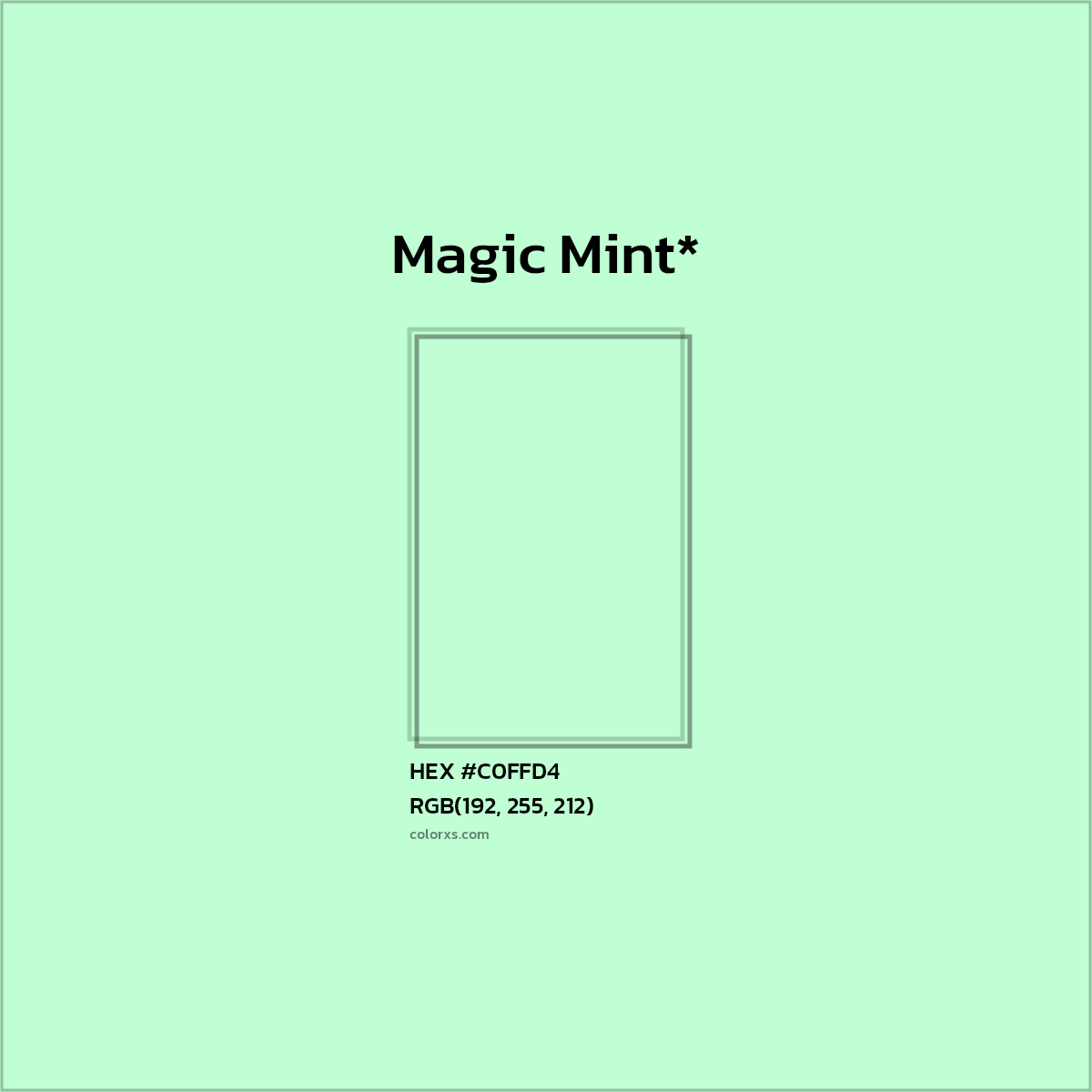 #C0FFD4 hex color. RGB, RYB, CMYK, HSL, HSV codes and color conversions. Matching color names, palettes, paints.