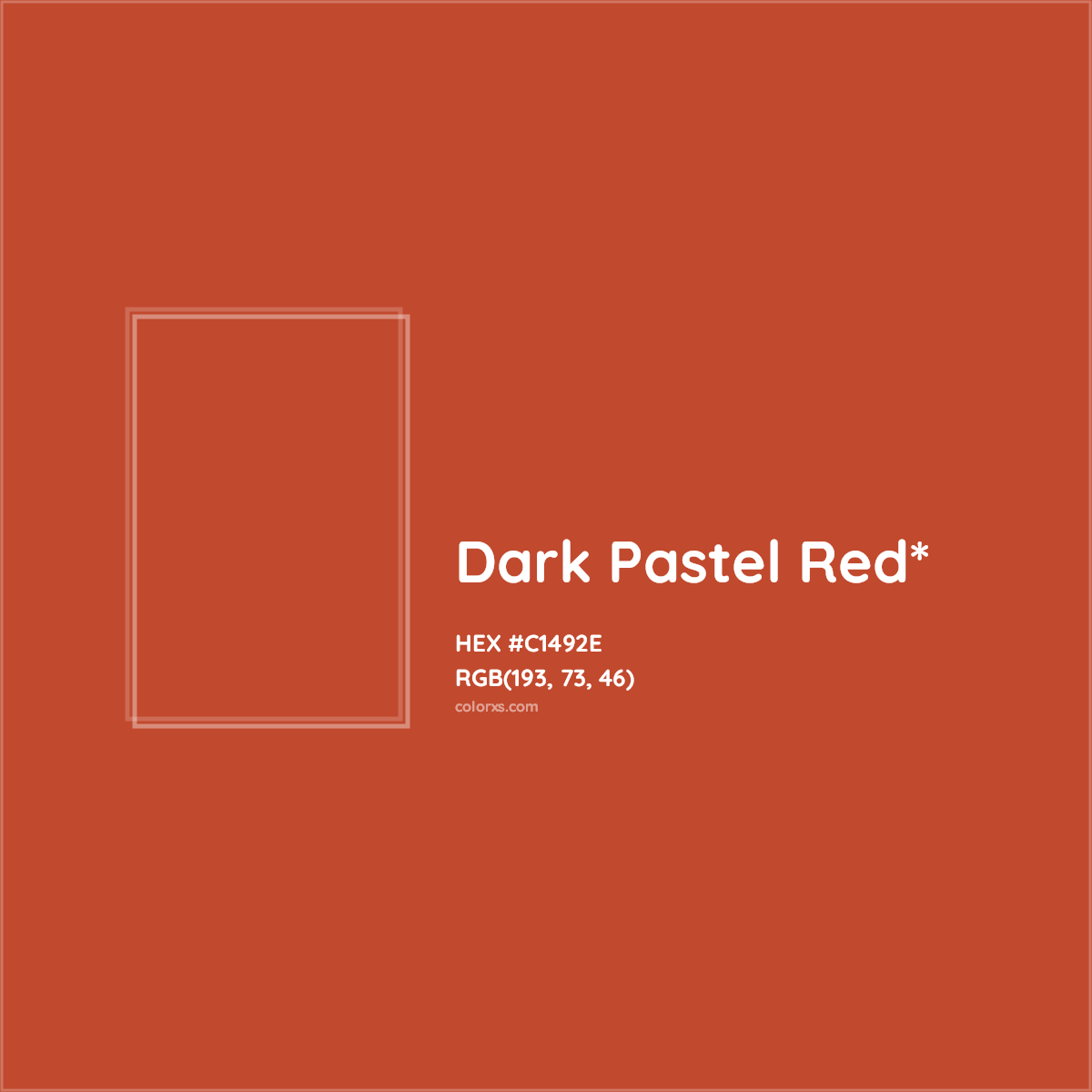 #C1492E hex color. RGB, RYB, CMYK, HSL, HSV codes and color conversions. Matching color names, palettes, paints.
