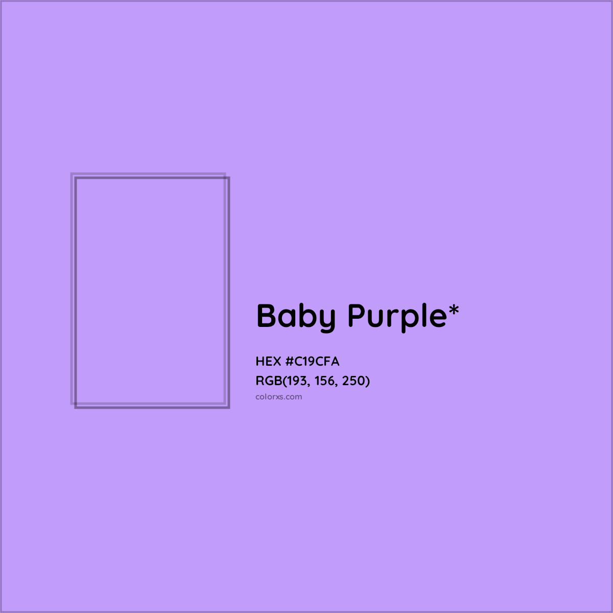 #C19CFA hex color. RGB, RYB, CMYK, HSL, HSV codes and color conversions. Matching color names, palettes, paints.