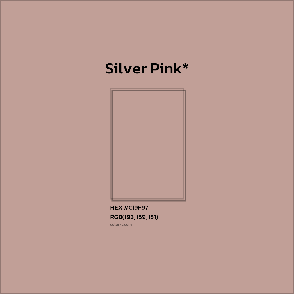 #C19F97 hex color. RGB, RYB, CMYK, HSL, HSV codes and color conversions. Matching color names, palettes, paints.
