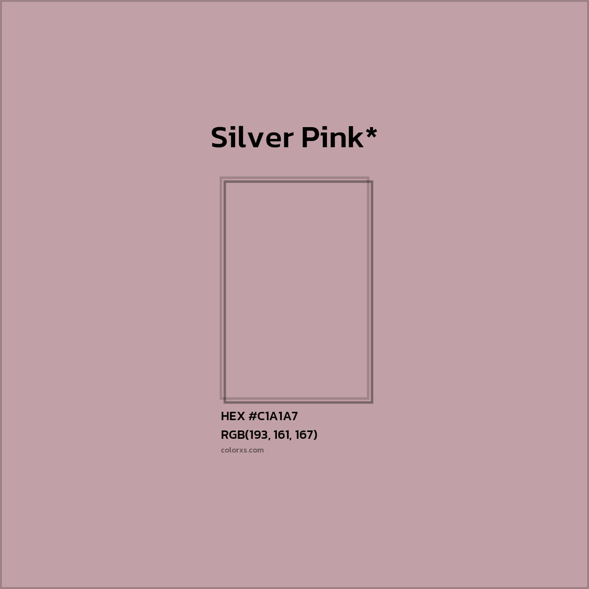 #C1A1A7 hex color. RGB, RYB, CMYK, HSL, HSV codes and color conversions. Matching color names, palettes, paints.