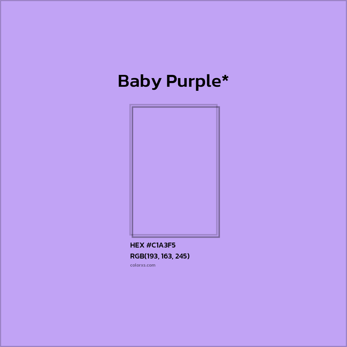 #C1A3F5 hex color. RGB, RYB, CMYK, HSL, HSV codes and color conversions. Matching color names, palettes, paints.