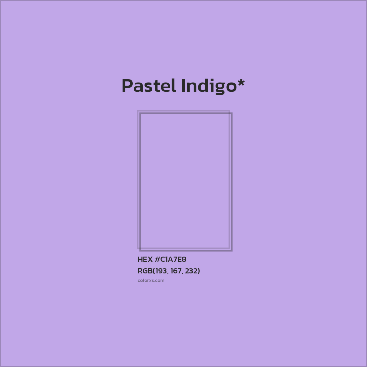 #C1A7E8 hex color. RGB, RYB, CMYK, HSL, HSV codes and color conversions. Matching color names, palettes, paints.