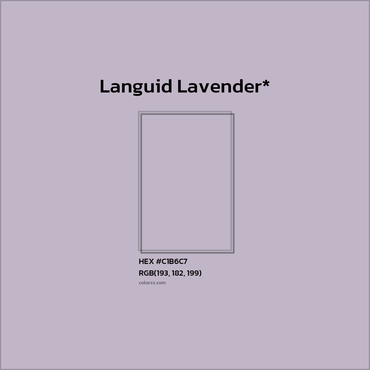 #C1B6C7 hex color. RGB, RYB, CMYK, HSL, HSV codes and color conversions. Matching color names, palettes, paints.