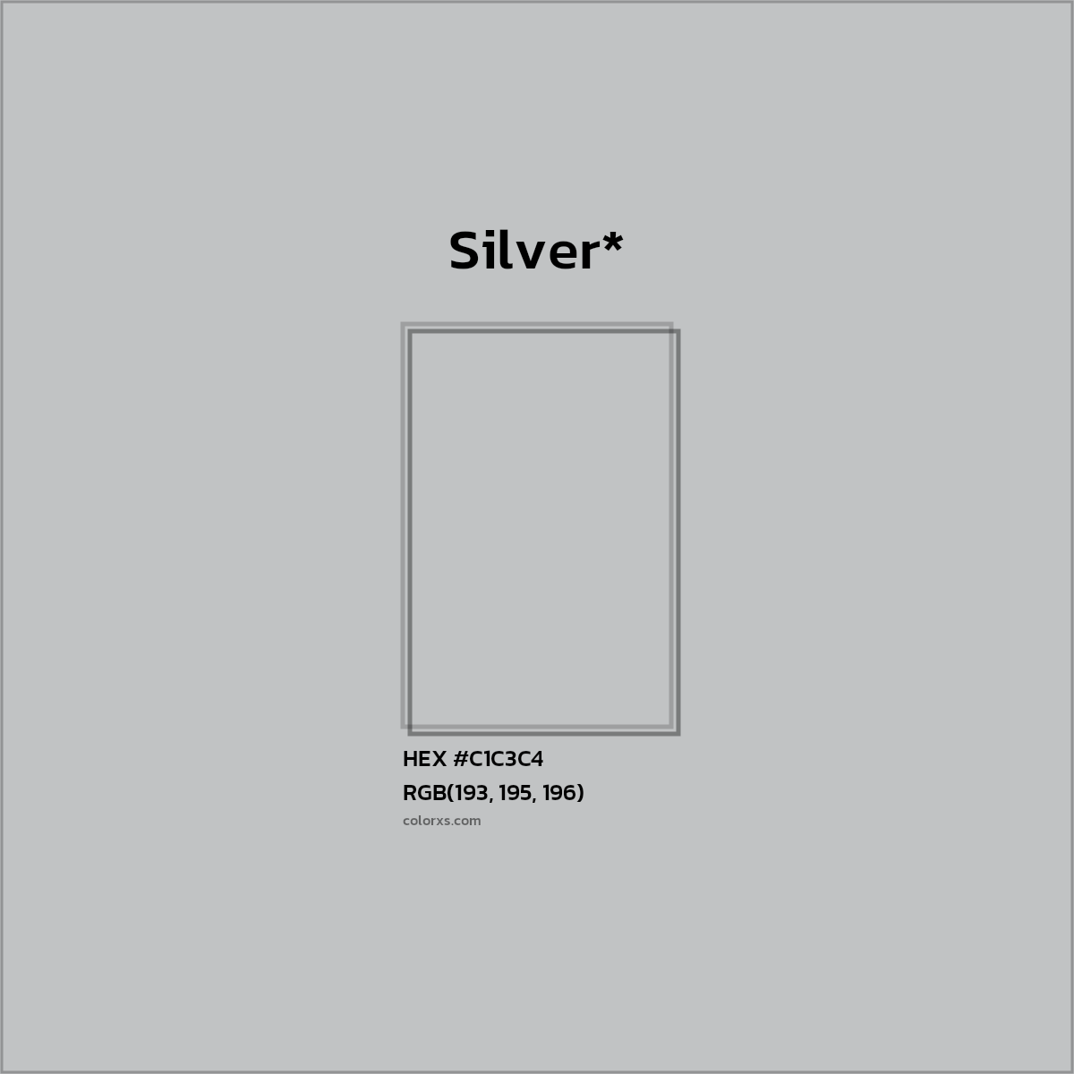 #C1C3C4 hex color. RGB, RYB, CMYK, HSL, HSV codes and color conversions. Matching color names, palettes, paints.