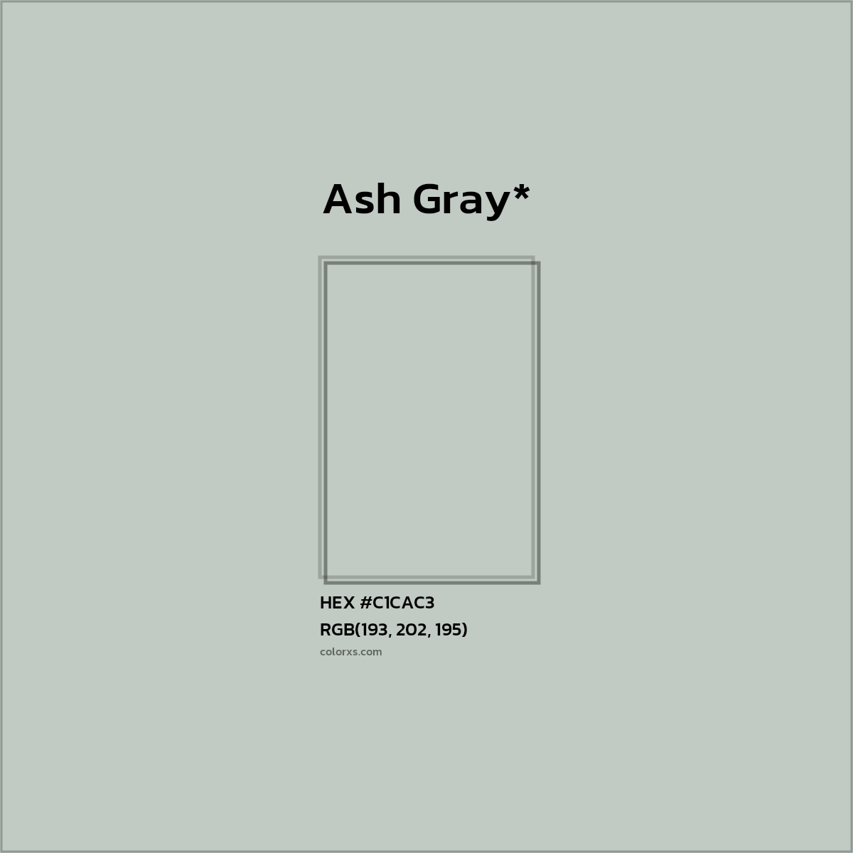 #C1CAC3 hex color. RGB, RYB, CMYK, HSL, HSV codes and color conversions. Matching color names, palettes, paints.