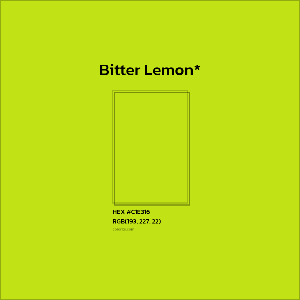#C1E316 hex color. RGB, RYB, CMYK, HSL, HSV codes and color conversions. Matching color names, palettes, paints.