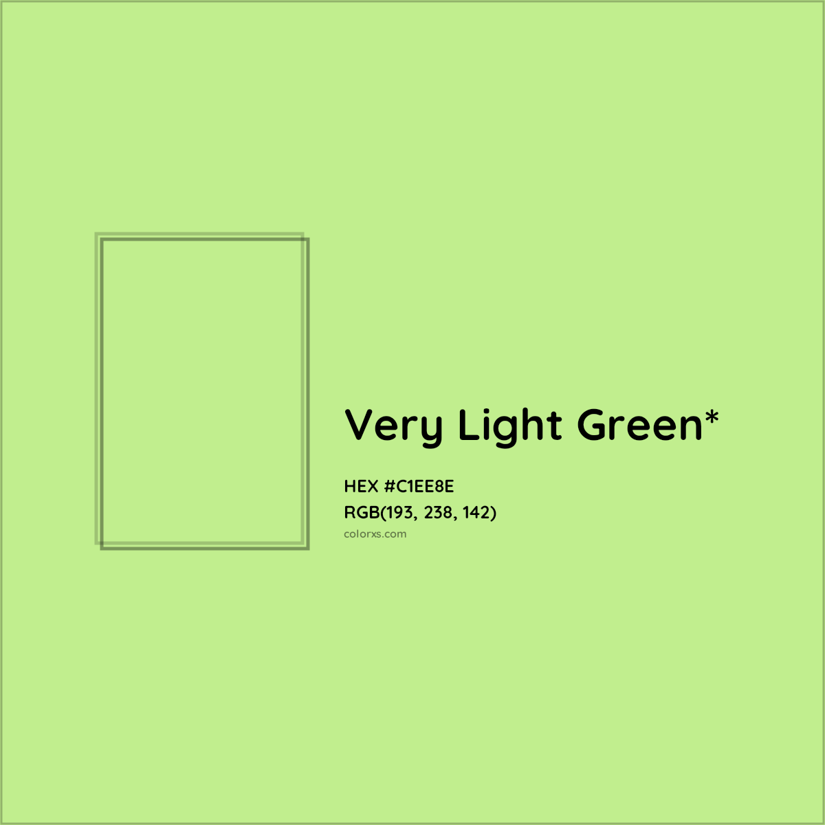 #C1EE8E hex color. RGB, RYB, CMYK, HSL, HSV codes and color conversions. Matching color names, palettes, paints.