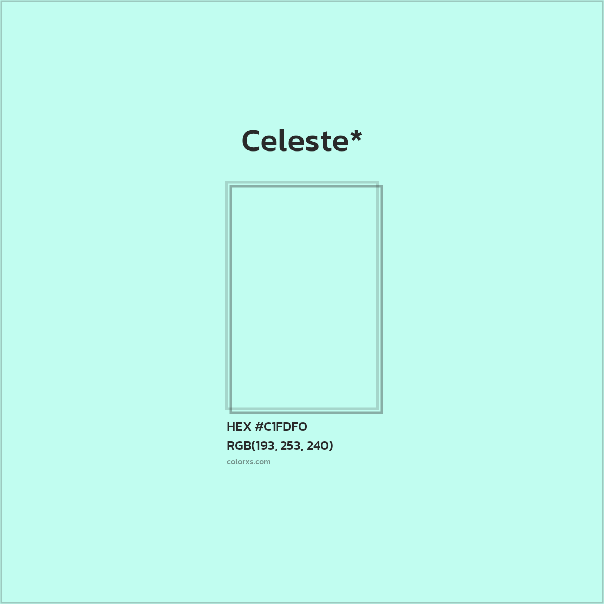 #C1FDF0 hex color. RGB, RYB, CMYK, HSL, HSV codes and color conversions. Matching color names, palettes, paints.