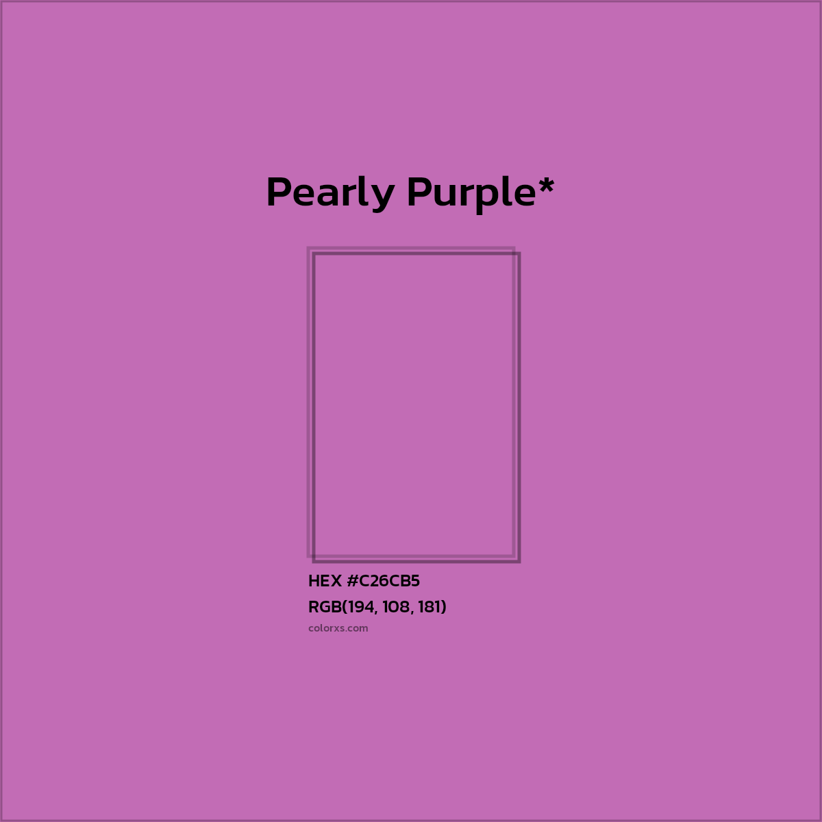 #C26CB5 hex color. RGB, RYB, CMYK, HSL, HSV codes and color conversions. Matching color names, palettes, paints.