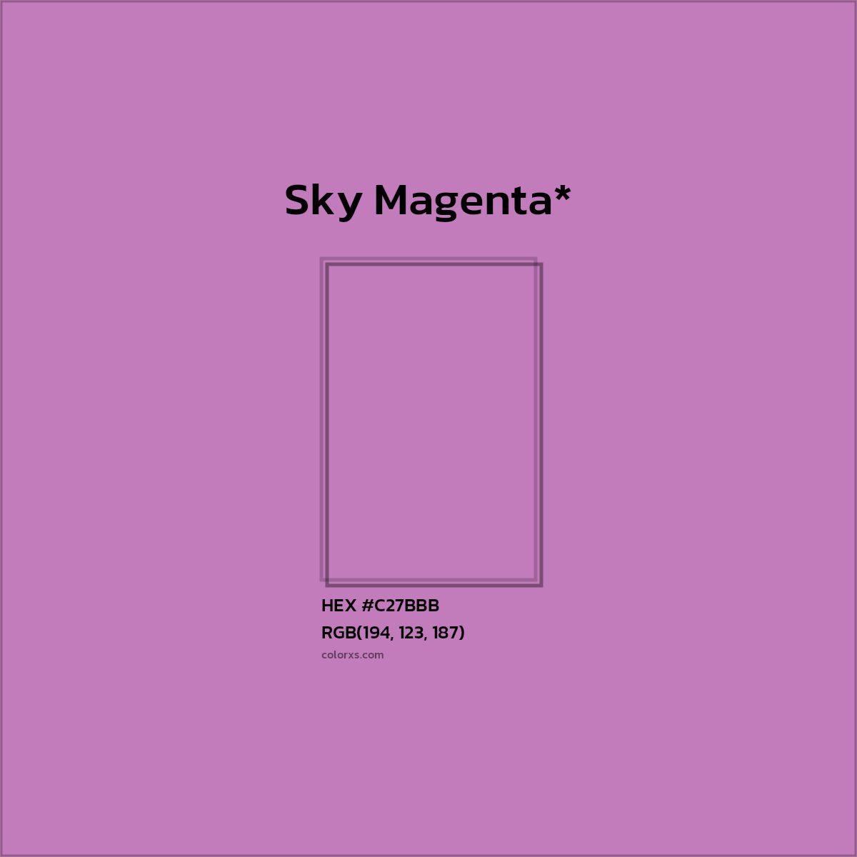 #C27BBB hex color. RGB, RYB, CMYK, HSL, HSV codes and color conversions. Matching color names, palettes, paints.