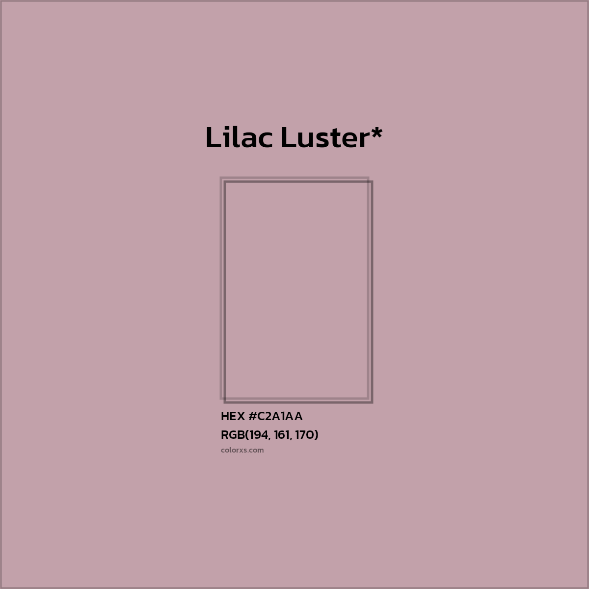 #C2A1AA hex color. RGB, RYB, CMYK, HSL, HSV codes and color conversions. Matching color names, palettes, paints.
