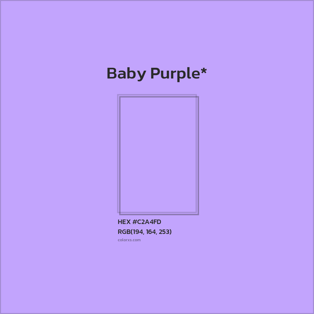 #C2A4FD hex color. RGB, RYB, CMYK, HSL, HSV codes and color conversions. Matching color names, palettes, paints.
