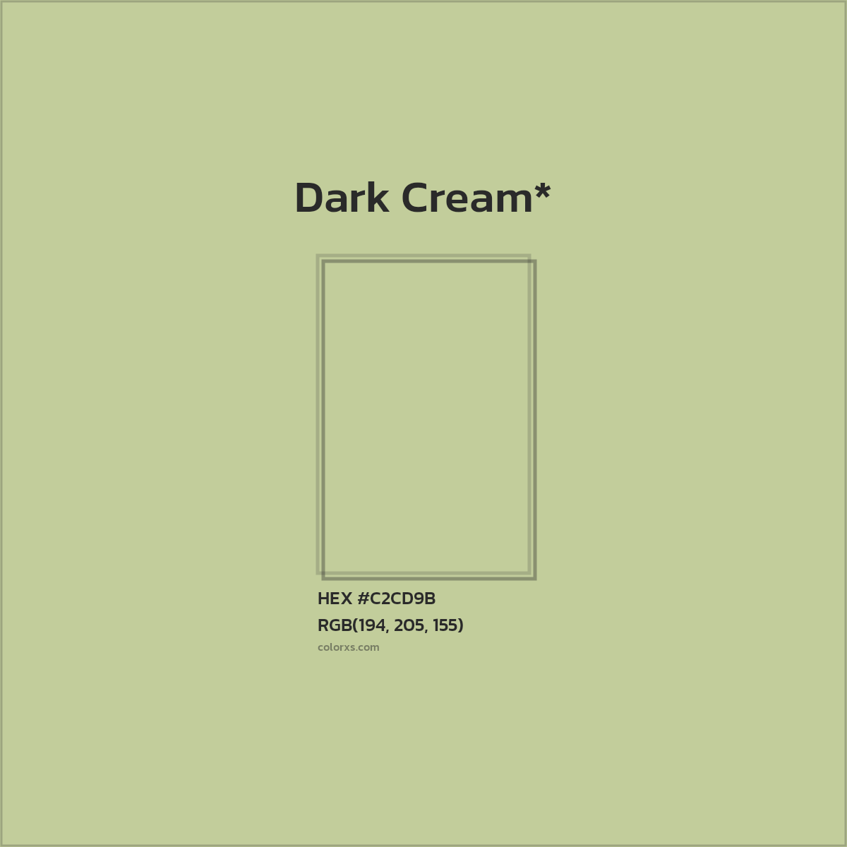 #C2CD9B hex color. RGB, RYB, CMYK, HSL, HSV codes and color conversions. Matching color names, palettes, paints.