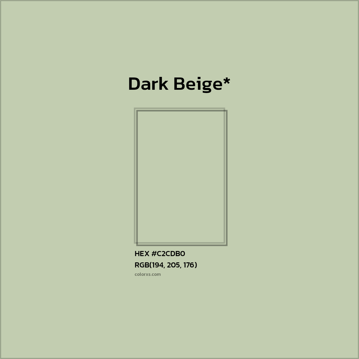 #C2CDB0 hex color. RGB, RYB, CMYK, HSL, HSV codes and color conversions. Matching color names, palettes, paints.