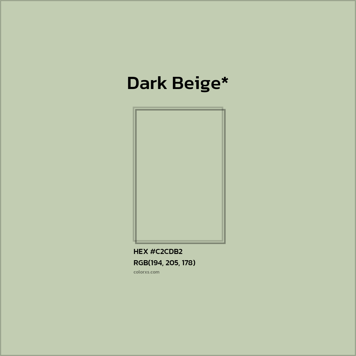 #C2CDB2 hex color. RGB, RYB, CMYK, HSL, HSV codes and color conversions. Matching color names, palettes, paints.