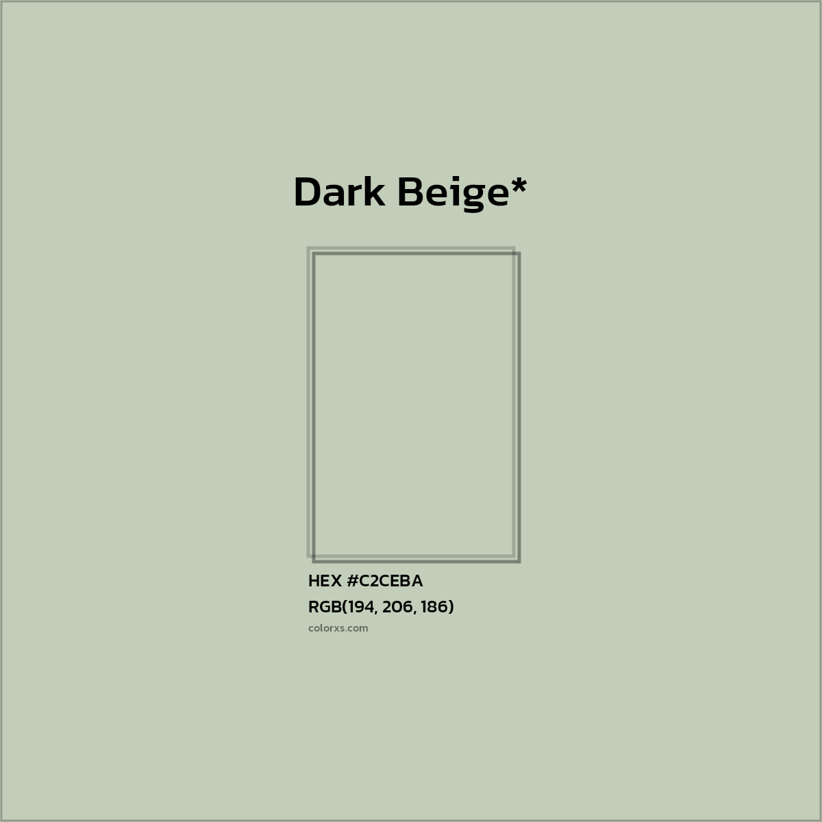 #C2CEBA hex color. RGB, RYB, CMYK, HSL, HSV codes and color conversions. Matching color names, palettes, paints.