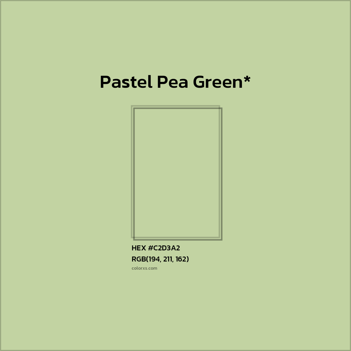 #C2D3A2 hex color. RGB, RYB, CMYK, HSL, HSV codes and color conversions. Matching color names, palettes, paints.