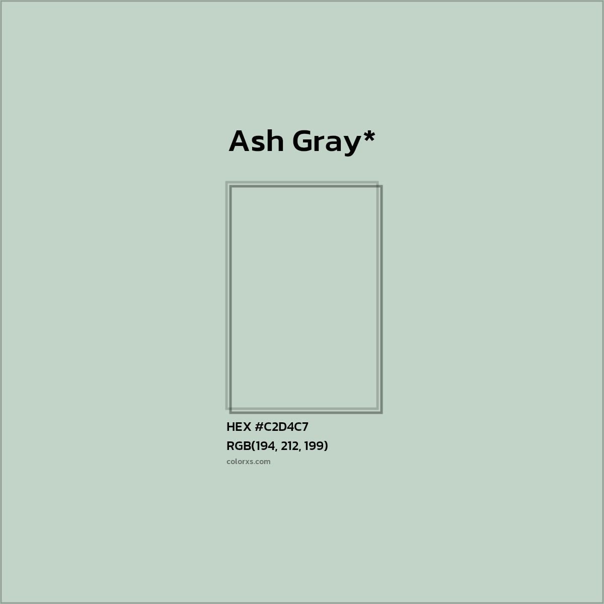 #C2D4C7 hex color. RGB, RYB, CMYK, HSL, HSV codes and color conversions. Matching color names, palettes, paints.