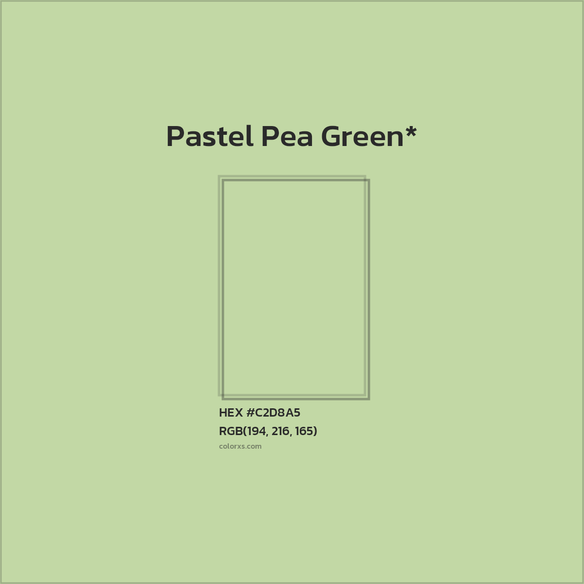 #C2D8A5 hex color. RGB, RYB, CMYK, HSL, HSV codes and color conversions. Matching color names, palettes, paints.