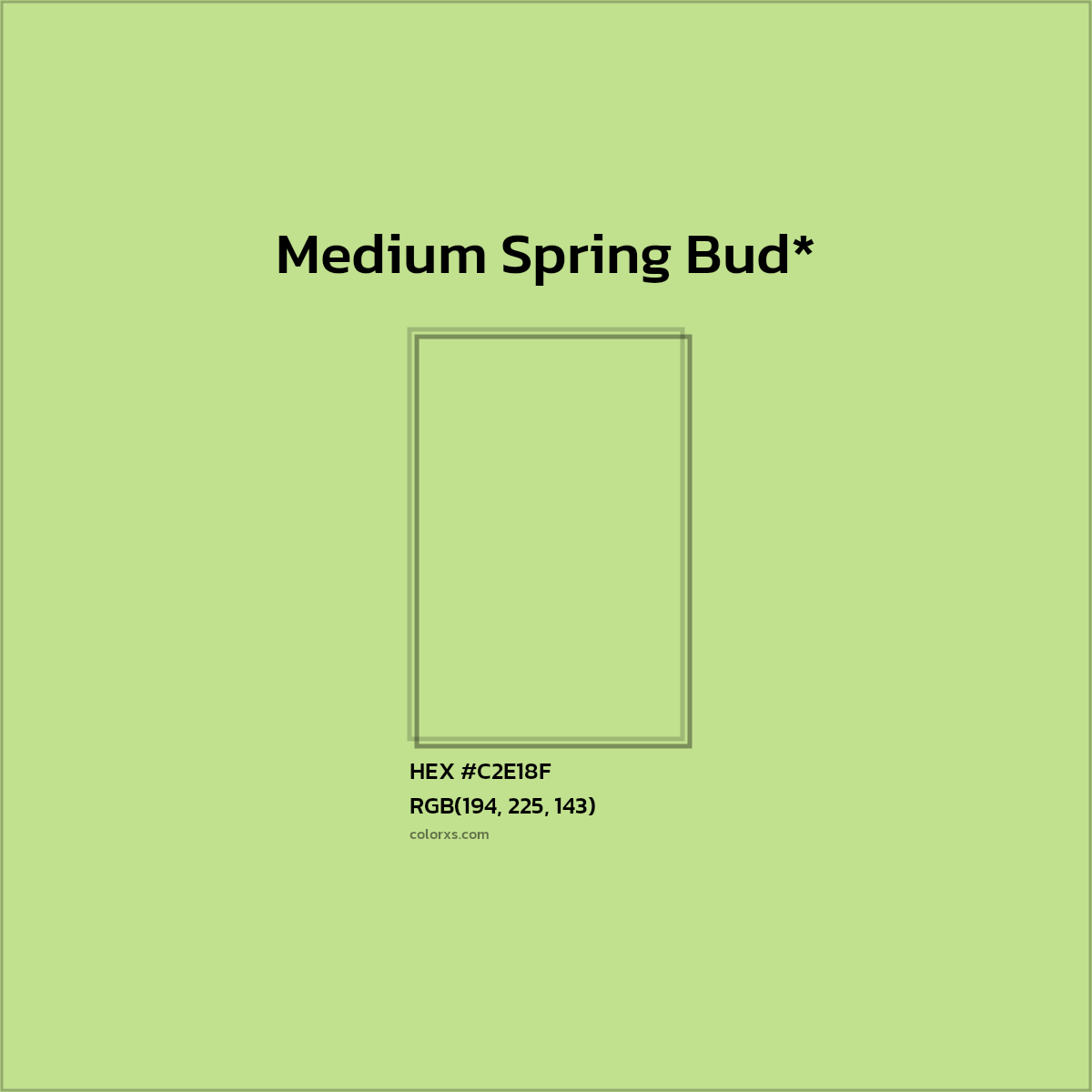 #C2E18F hex color. RGB, RYB, CMYK, HSL, HSV codes and color conversions. Matching color names, palettes, paints.
