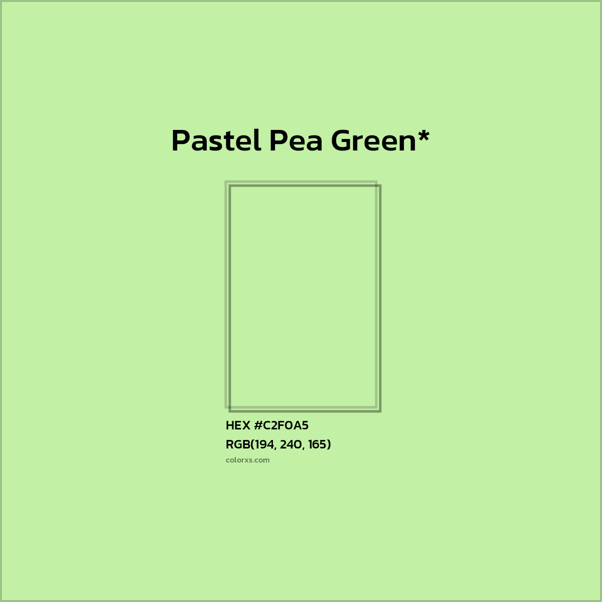 #C2F0A5 hex color. RGB, RYB, CMYK, HSL, HSV codes and color conversions. Matching color names, palettes, paints.