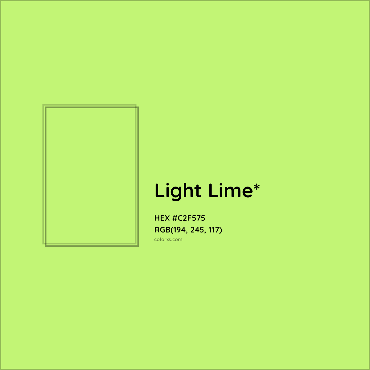 #C2F575 hex color. RGB, RYB, CMYK, HSL, HSV codes and color conversions. Matching color names, palettes, paints.