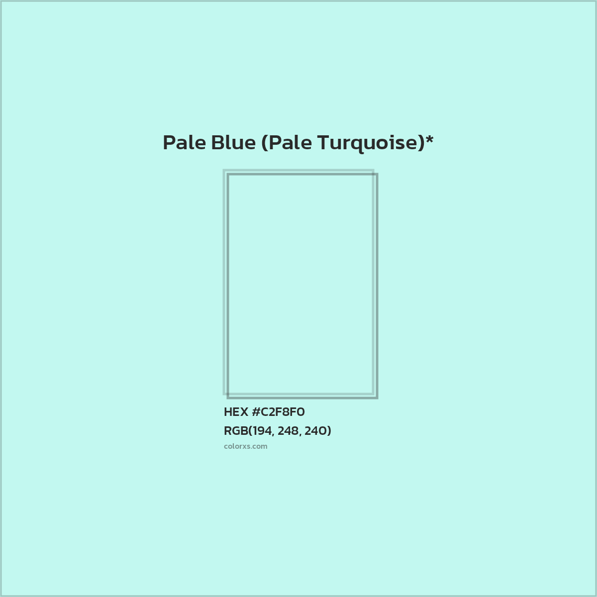 #C2F8F0 hex color. RGB, RYB, CMYK, HSL, HSV codes and color conversions. Matching color names, palettes, paints.