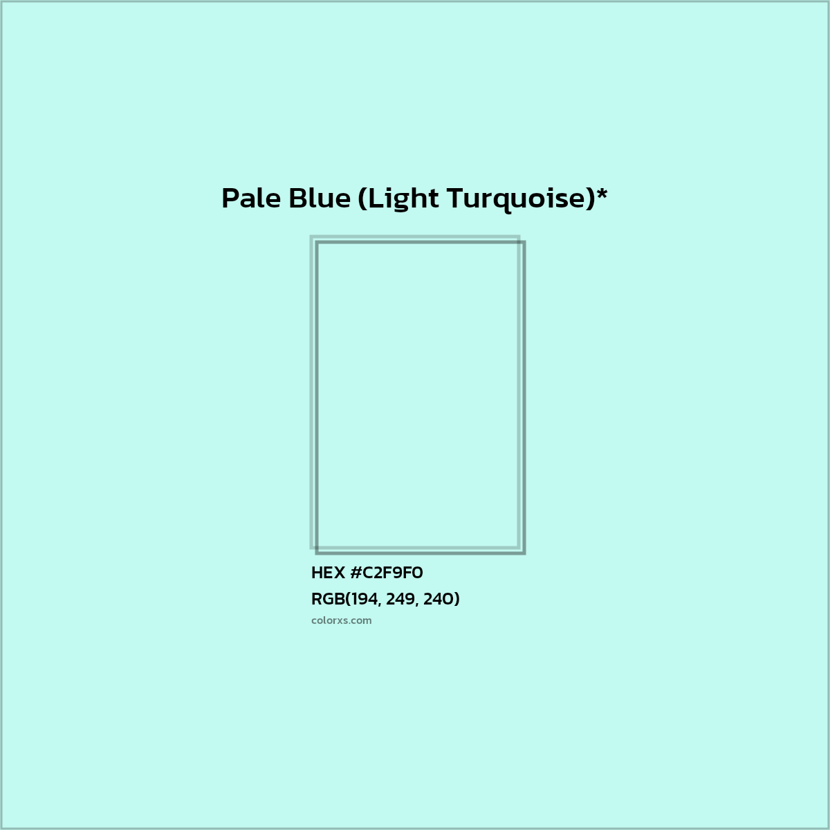 #C2F9F0 hex color. RGB, RYB, CMYK, HSL, HSV codes and color conversions. Matching color names, palettes, paints.