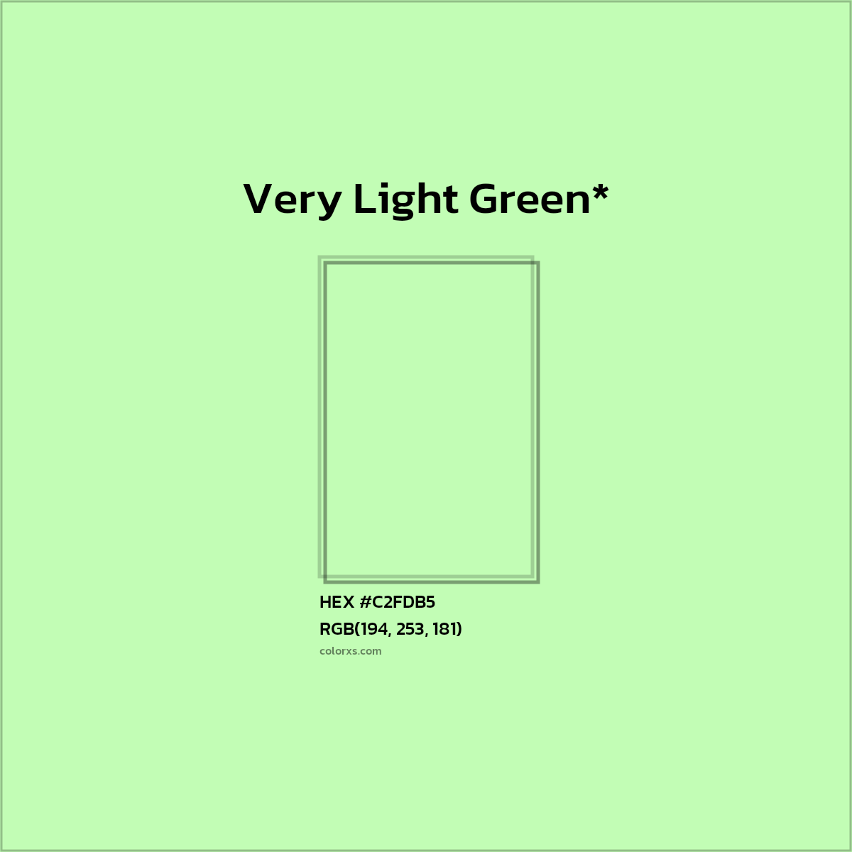#C2FDB5 hex color. RGB, RYB, CMYK, HSL, HSV codes and color conversions. Matching color names, palettes, paints.