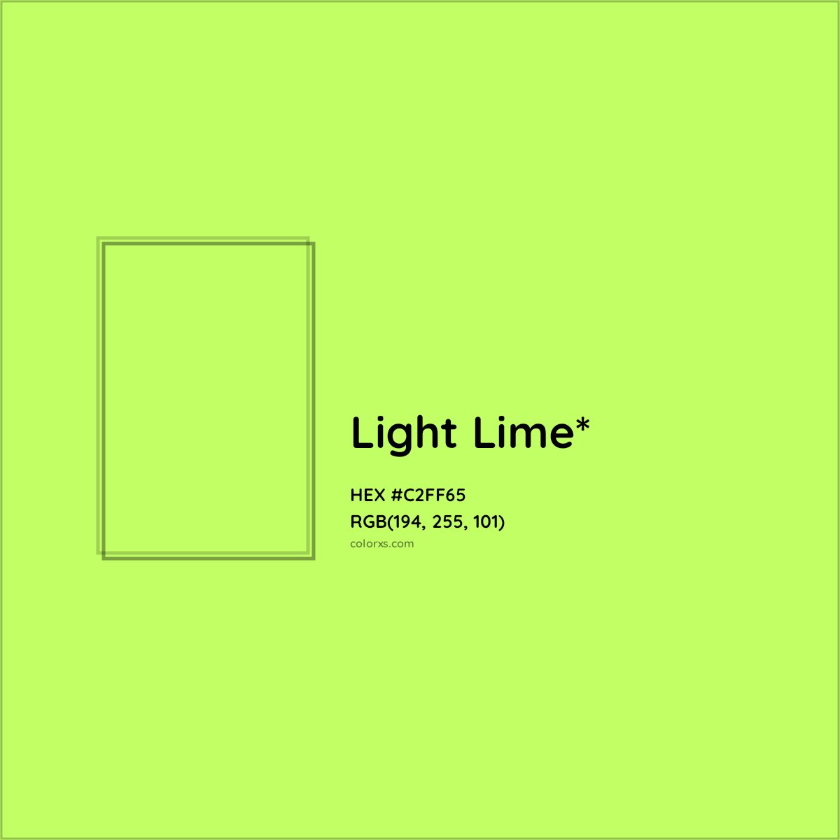 #C2FF65 hex color. RGB, RYB, CMYK, HSL, HSV codes and color conversions. Matching color names, palettes, paints.