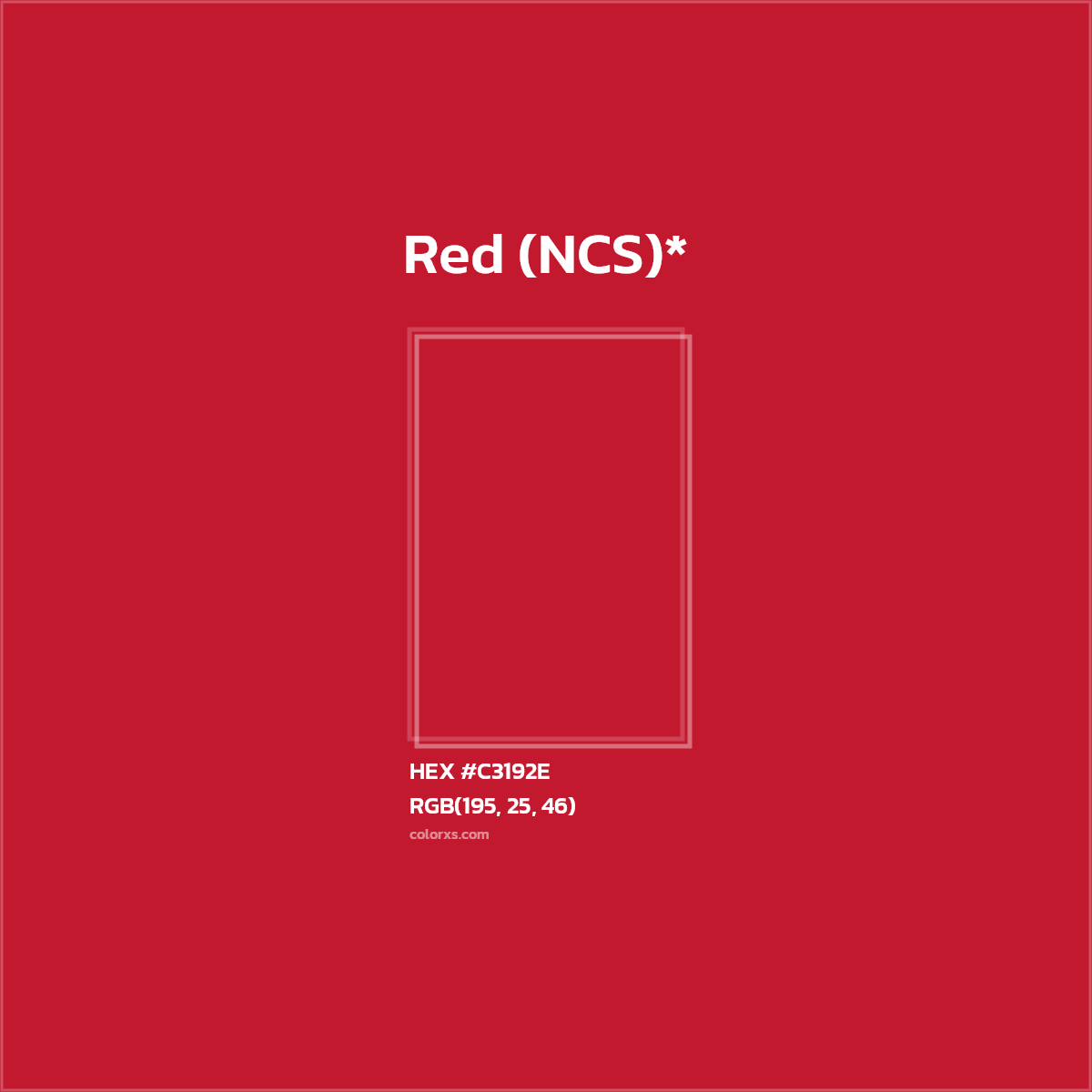 #C3192E hex color. RGB, RYB, CMYK, HSL, HSV codes and color conversions. Matching color names, palettes, paints.