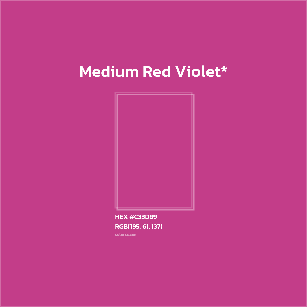 #C33D89 hex color. RGB, RYB, CMYK, HSL, HSV codes and color conversions. Matching color names, palettes, paints.