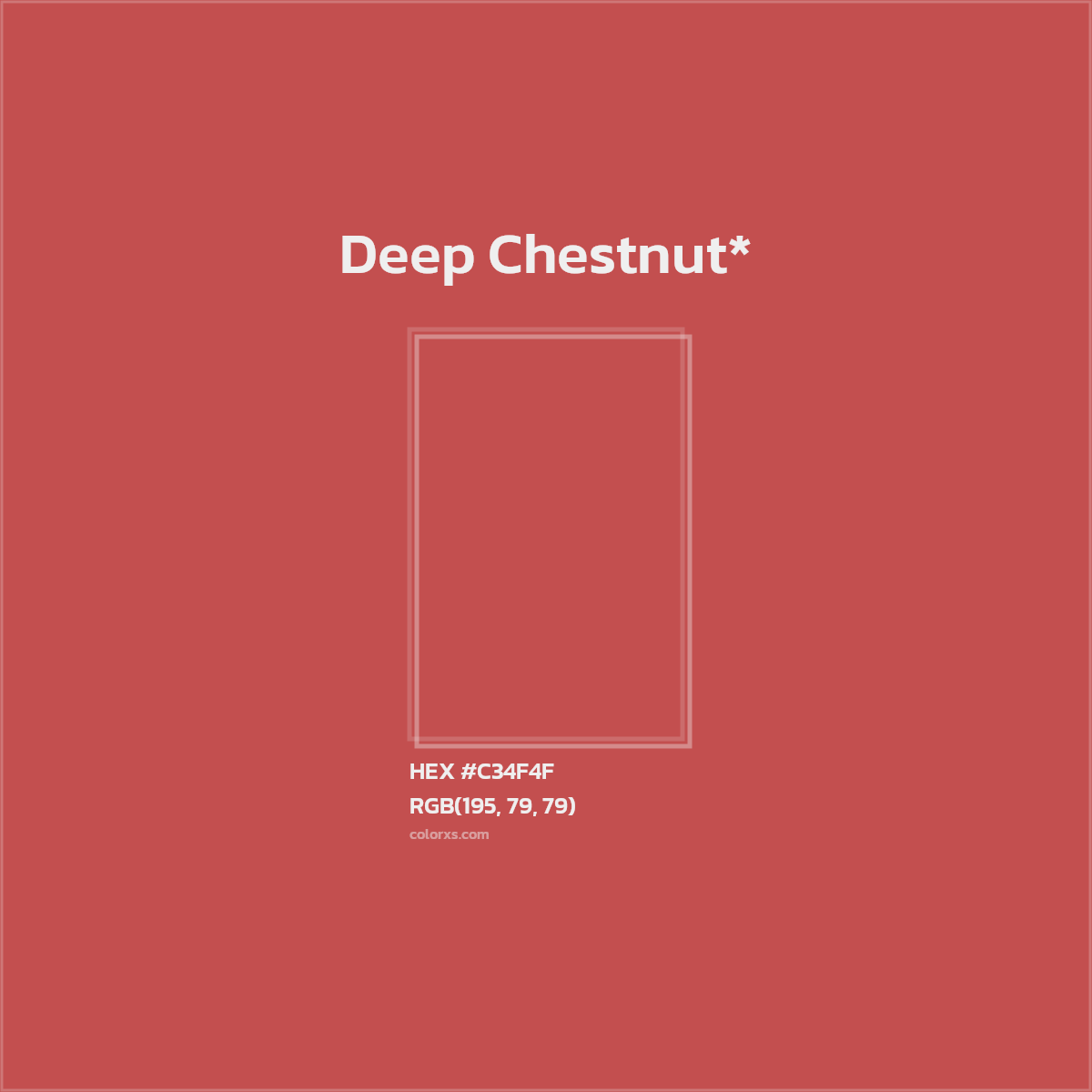 #C34F4F hex color. RGB, RYB, CMYK, HSL, HSV codes and color conversions. Matching color names, palettes, paints.