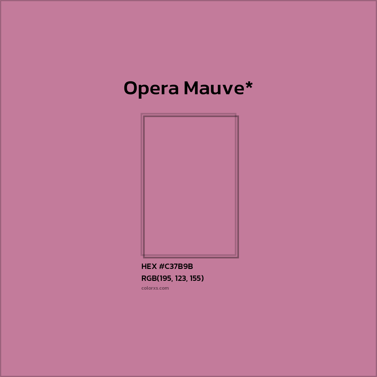 #C37B9B hex color. RGB, RYB, CMYK, HSL, HSV codes and color conversions. Matching color names, palettes, paints.
