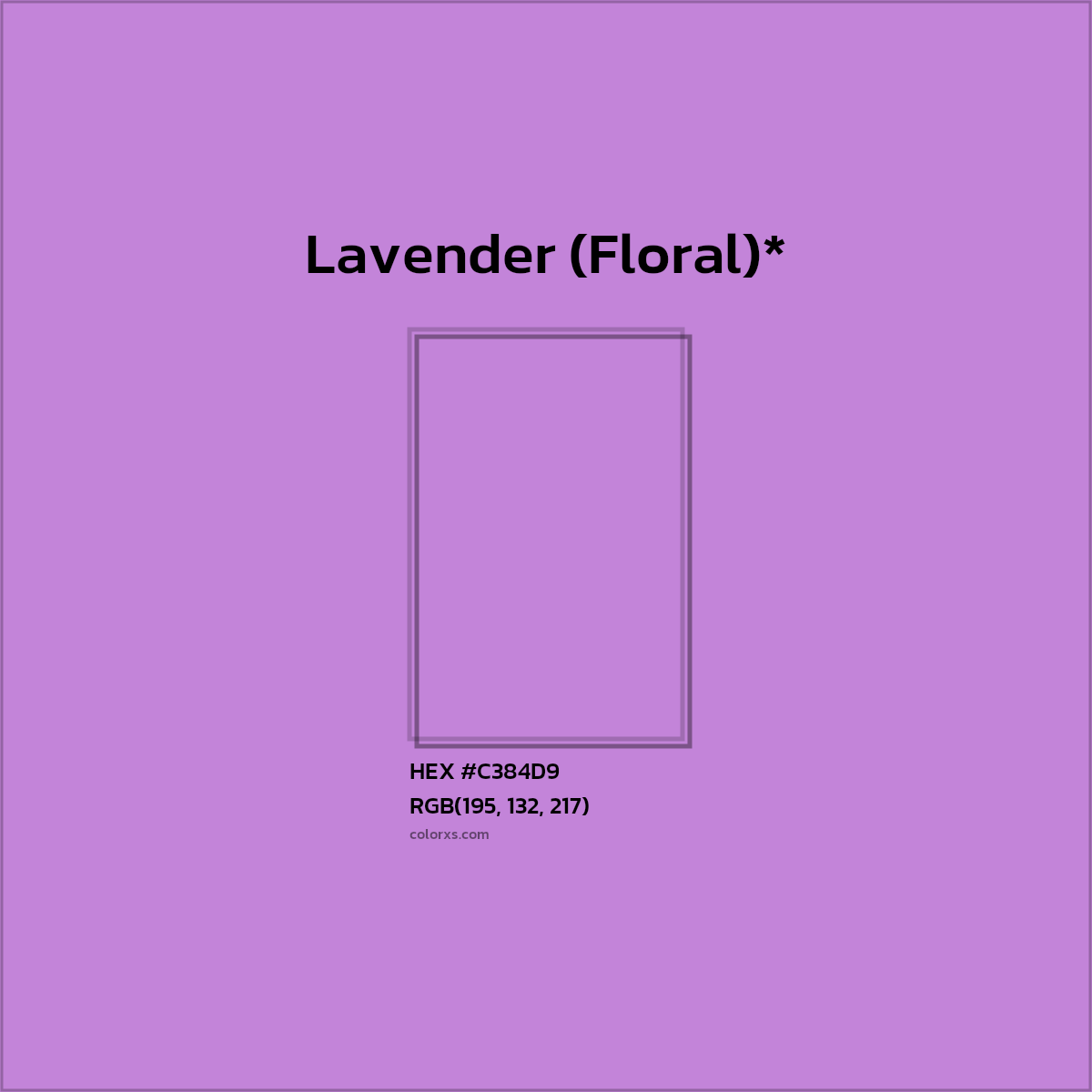 #C384D9 hex color. RGB, RYB, CMYK, HSL, HSV codes and color conversions. Matching color names, palettes, paints.
