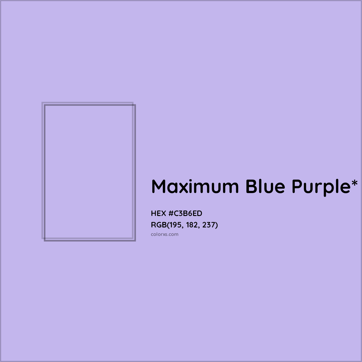 #C3B6ED hex color. RGB, RYB, CMYK, HSL, HSV codes and color conversions. Matching color names, palettes, paints.