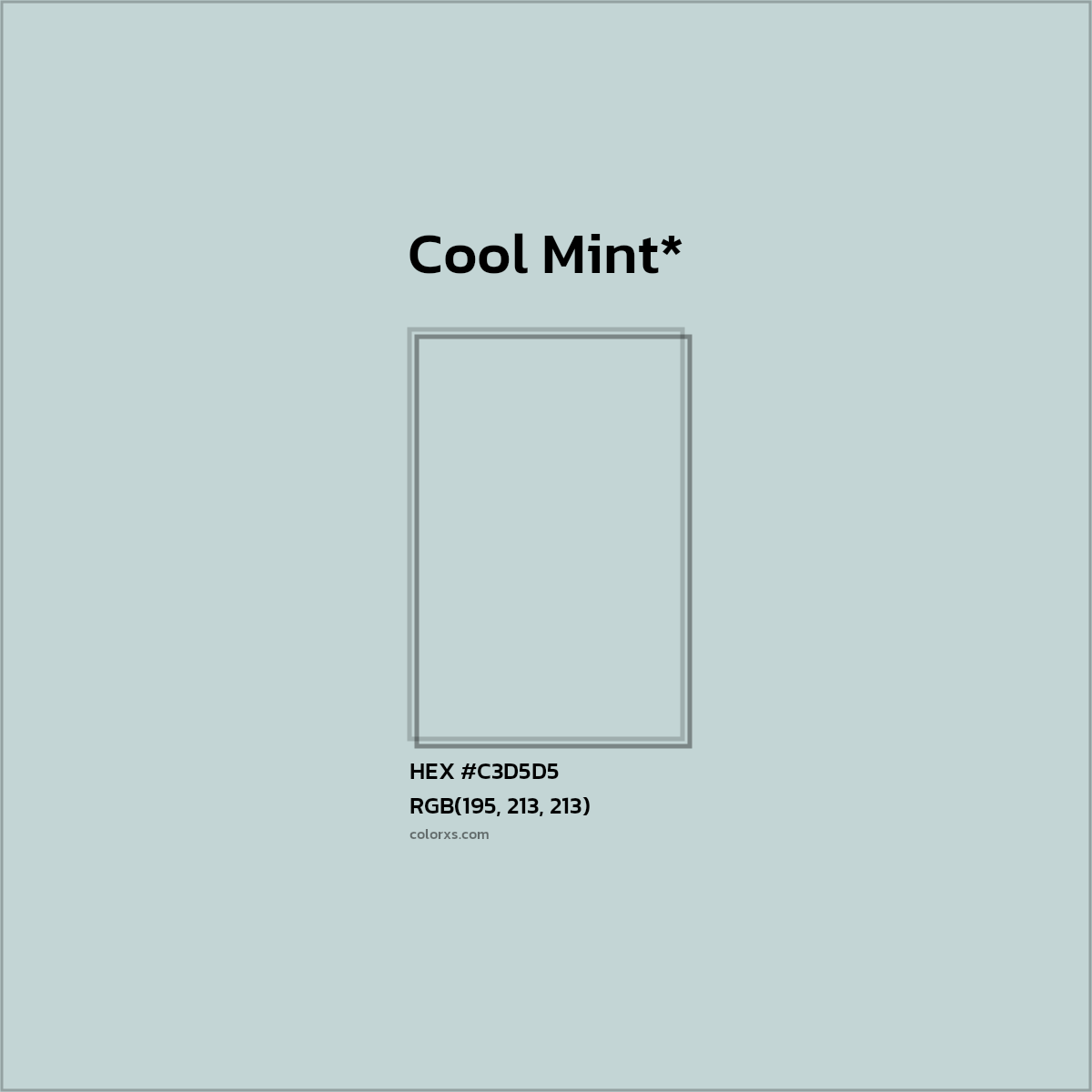 #C3D5D5 hex color. RGB, RYB, CMYK, HSL, HSV codes and color conversions. Matching color names, palettes, paints.